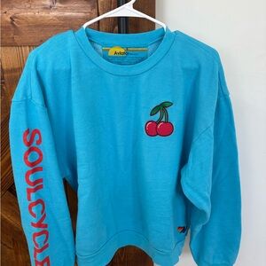 Aviator Nation Women's Turquoise Cherry Graphic Crewneck Sweatshirt